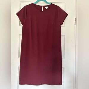 Cuyana Ponte Tee Dress in Oxblood